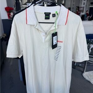 Men’s Boss Cream Polo Shirt with Red Accents X-Large